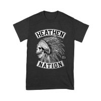 Heathen Nation Red Indian Skull Graphic T-Shirt Established 2001 Unisex Youth – Viva Party