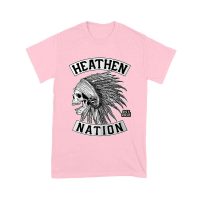 Heathen Nation Red Indian Skull Graphic T-Shirt Established 2001 Unisex Youth