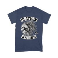 Heathen Nation Red Indian Skull Graphic T-Shirt Established 2001 Unisex Youth