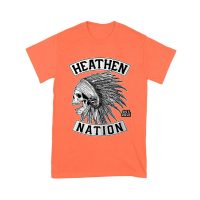 Heathen Nation Red Indian Skull Graphic T-Shirt Established 2001 Unisex Youth
