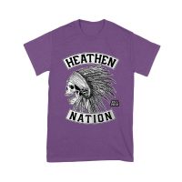 Heathen Nation Red Indian Skull Graphic T-Shirt Established 2001 Unisex Youth