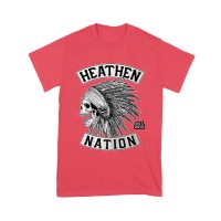 Heathen Nation Red Indian Skull Graphic T-Shirt Established 2001 Unisex Youth