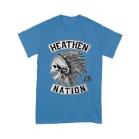 Heathen Nation Red Indian Skull Graphic T-Shirt Established 2001 Unisex Youth