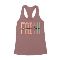 Faith Over Fear Inspirational Graphic T-Shirt for Empowerment Women's Racerback Tank Top