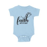 For We Walk by Faith Not Sight Inspirational Graphic T-Shirt for Empowerment and Hope Unisex Baby Jersey