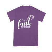 For We Walk by Faith Not Sight Inspirational Graphic T-Shirt for Empowerment and Hope Unisex Youth