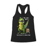Oh My My! T-Rex Travel Adventure T-Shirt ? This Place is Amazing Women's Racerback Tank Top – Viva Party