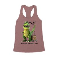 Oh My My! T-Rex Travel Adventure T-Shirt ? This Place is Amazing Women's Racerback Tank Top