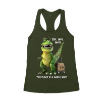 Oh My My! T-Rex Travel Adventure T-Shirt ? This Place is Amazing Women's Racerback Tank Top