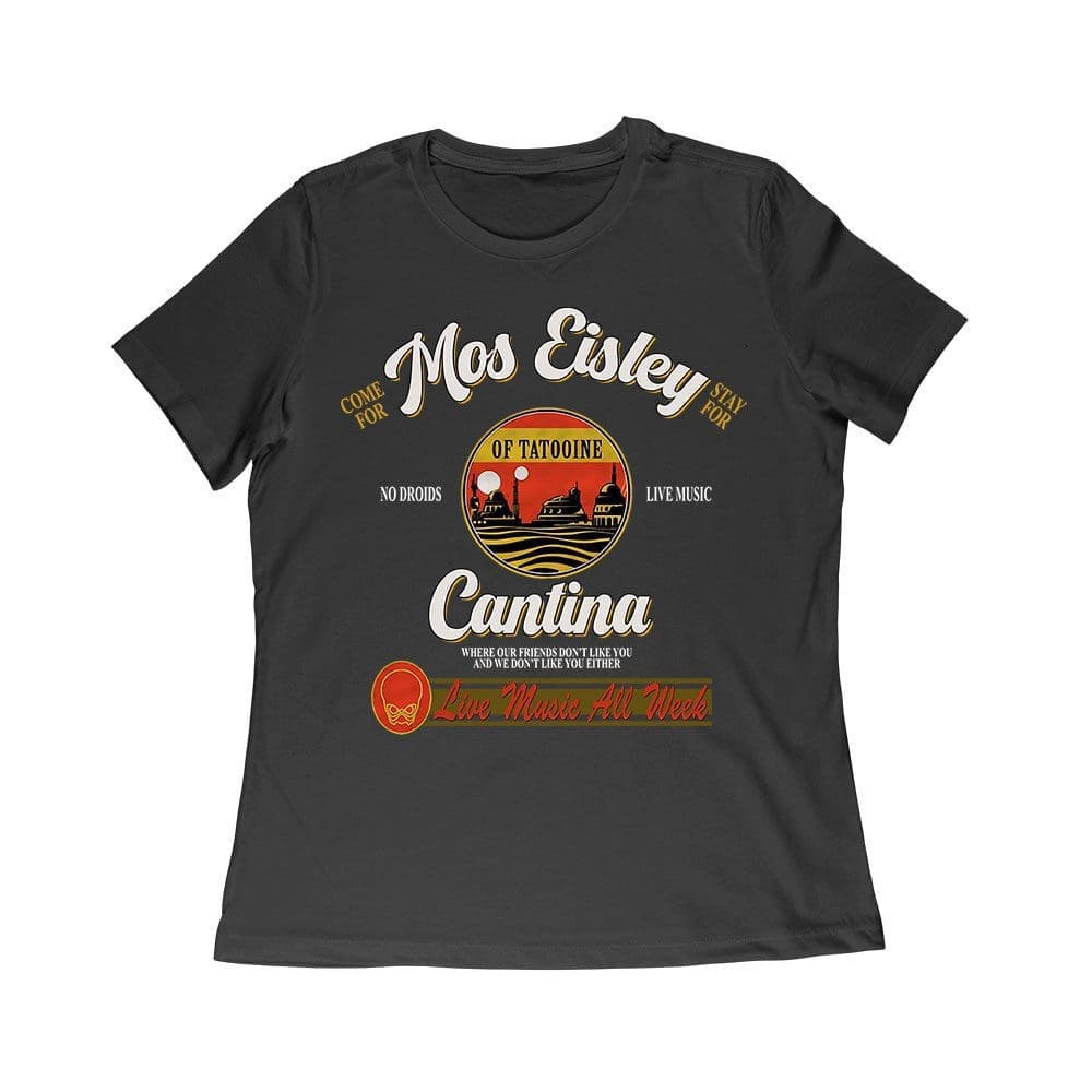 Cart-15_Wr-Black.jpg Retro Cantina T-Shirt ? No Droids, Live Music, Outer Space Adventure Graphic Tee Women Relaxed – Viva Party