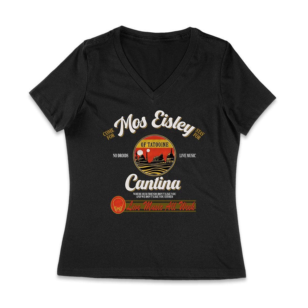 Cart-15_Wvn-Black.jpg Retro Cantina T-Shirt ? No Droids, Live Music, Outer Space Adventure Graphic Tee Women Jersey V-Neck – Viva Party