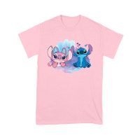 Adorable Alien Couple T-Shirt ? Cute Blue and Pink Cartoon Duo with Hearts, Perfect Gift for Kids, Teens & Couples, Fun Watercolor Art Tee Unisex Youth