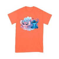 Adorable Alien Couple T-Shirt ? Cute Blue and Pink Cartoon Duo with Hearts, Perfect Gift for Kids, Teens & Couples, Fun Watercolor Art Tee Unisex Youth