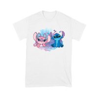 Adorable Alien Couple T-Shirt ? Cute Blue and Pink Cartoon Duo with Hearts, Perfect Gift for Kids, Teens & Couples, Fun Watercolor Art Tee Unisex Youth