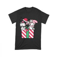 Festive Christmas Duo T-Shirt ? Cute Black and Pink Characters with Holiday Gift Box, Perfect Christmas Gift for Kids & Teens, Fun Holiday Cartoon Tee Unisex Toddler – Viva Party