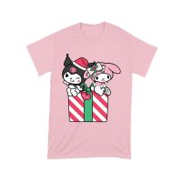 Festive Christmas Duo T-Shirt ? Cute Black and Pink Characters with Holiday Gift Box, Perfect Christmas Gift for Kids & Teens, Fun Holiday Cartoon Tee Unisex Toddler