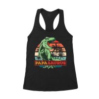 "Papa Saurus" Dinosaur T-Shirt for Dads ? Funny Father?s Day Gift, Perfect Shirt for Dino Lovers and Women's Racerback Tank Top – Viva Party