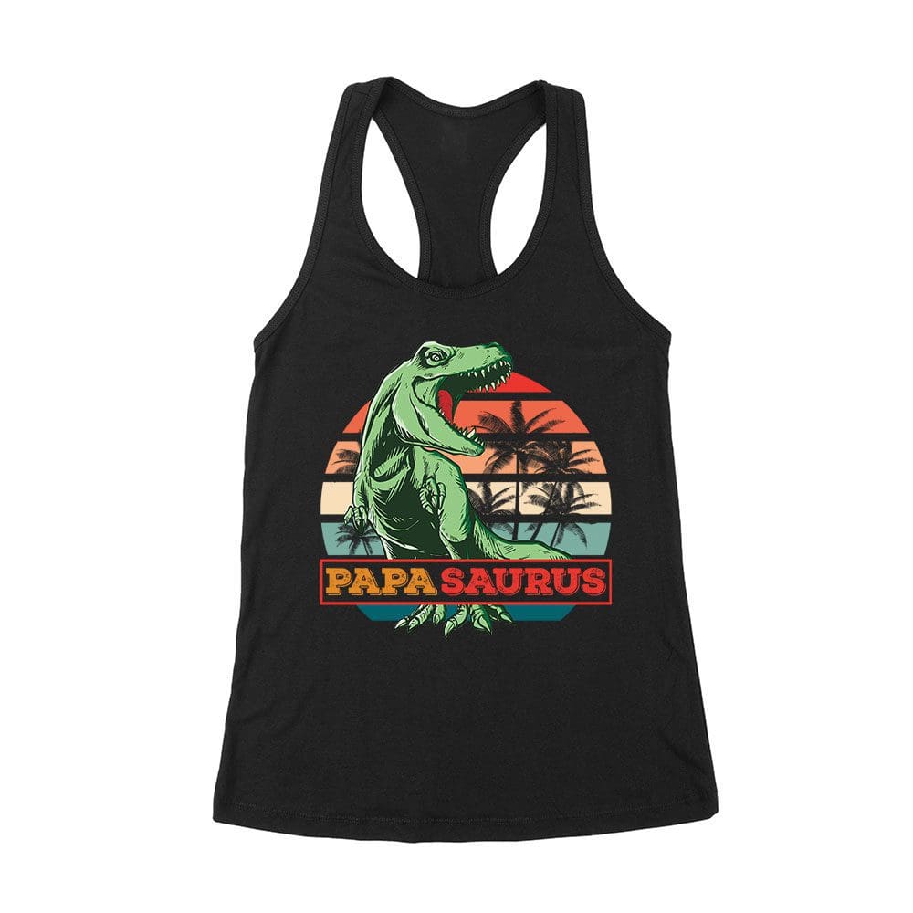 Cart-27_Wrtt-Black.jpg &Amp;Quot;Papa Saurus&Amp;Quot; Dinosaur T-Shirt For Dads ? Funny Father?S Day Gift, Perfect Shirt For Dino Lovers And Women'S Racerback Tank Top – Viva Party