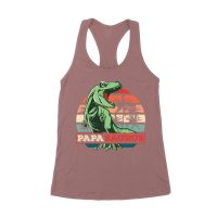 "Papa Saurus" Dinosaur T-Shirt for Dads ? Funny Father?s Day Gift, Perfect Shirt for Dino Lovers and Women's Racerback Tank Top