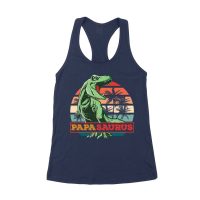 "Papa Saurus" Dinosaur T-Shirt for Dads ? Funny Father?s Day Gift, Perfect Shirt for Dino Lovers and Women's Racerback Tank Top