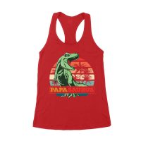 "Papa Saurus" Dinosaur T-Shirt for Dads ? Funny Father?s Day Gift, Perfect Shirt for Dino Lovers and Women's Racerback Tank Top