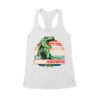 "Papa Saurus" Dinosaur T-Shirt for Dads ? Funny Father?s Day Gift, Perfect Shirt for Dino Lovers and Women's Racerback Tank Top