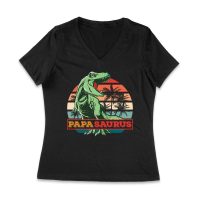 "Papa Saurus" Dinosaur T-Shirt for Dads ? Funny Father?s Day Gift, Perfect Shirt for Dino Lovers and Women Jersey V-Neck – Viva Party