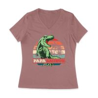 "Papa Saurus" Dinosaur T-Shirt for Dads ? Funny Father?s Day Gift, Perfect Shirt for Dino Lovers and Women Jersey V-Neck