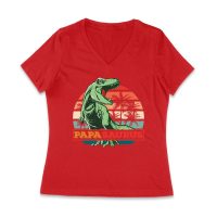 "Papa Saurus" Dinosaur T-Shirt for Dads ? Funny Father?s Day Gift, Perfect Shirt for Dino Lovers and Women Jersey V-Neck