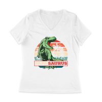 "Papa Saurus" Dinosaur T-Shirt for Dads ? Funny Father?s Day Gift, Perfect Shirt for Dino Lovers and Women Jersey V-Neck