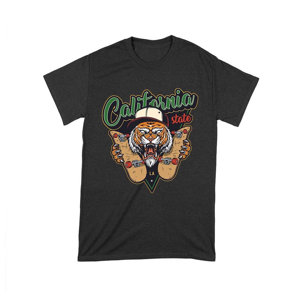 Cart-35_T-Black.jpg Fierce California Tiger Skateboarding T-Shirt - Bold Graphic Design For Skate Fans Unisex Toddler – Viva Party
