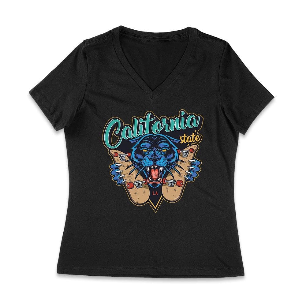 Cart-36_Wvn-Black.jpg Dynamic Tiger Skateboarding California Graphic Tee - Vibrant Design For Urban Skate Lovers Women Jersey V-Neck – Viva Party
