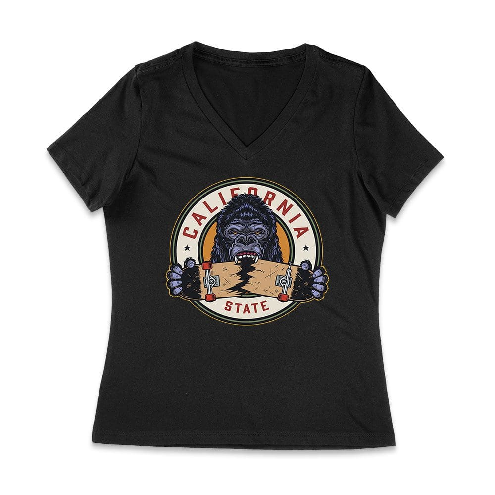 Cart-38_Wvn-Black.jpg California Gorilla Skateboarding T-Shirt - Bold Graphic Design For Skate Fans Women Jersey V-Neck – Viva Party