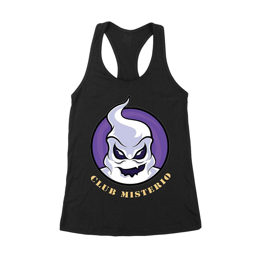 Cart-43_Wrtt-Black.jpg Club Misterio T-Shirt - Spooky Ghost Design - Mysterious And Fun Graphic Tee For Halloween And Beyond Women'S Racerback Tank Top – Viva Party