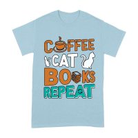Coffee Cat Books Repeat T-Shirt