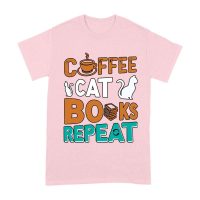 Coffee Cat Books Repeat T-Shirt