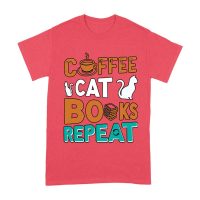 Coffee Cat Books Repeat T-Shirt
