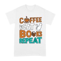 Coffee Cat Books Repeat T-Shirt