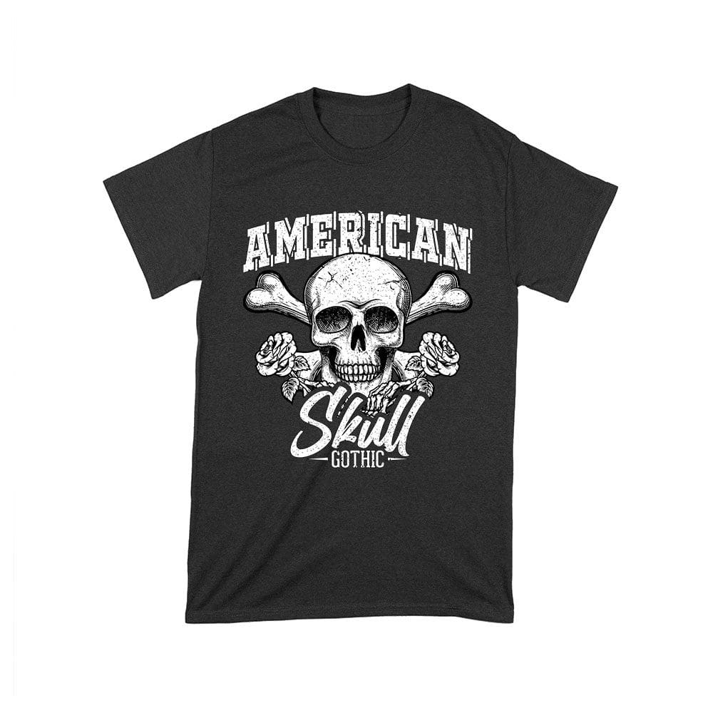 Cart-74_T-Black.jpg American Skull Gothic T-Shirt - Patriotic Dark Art Design Unisex Toddler – Viva Party