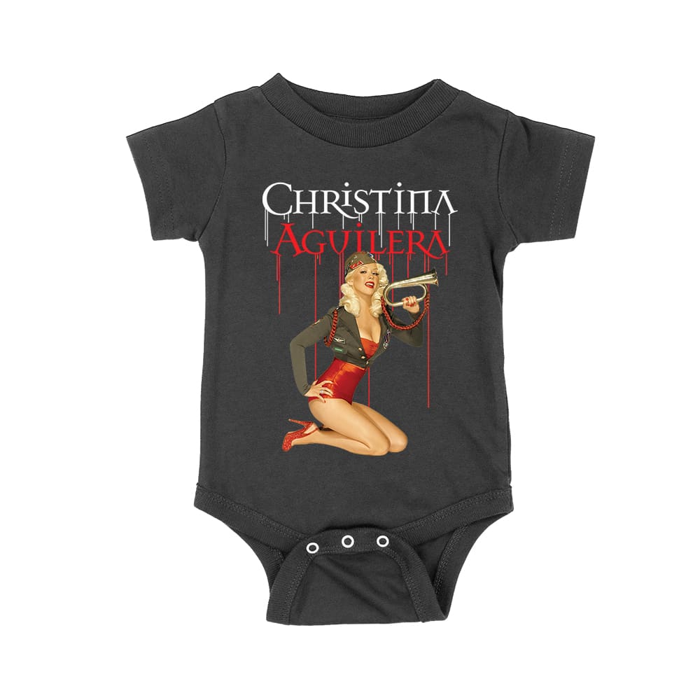 Cha-03_Rs-Black.jpg Retro Pin-Up Style Christina Aguilera T-Shirt With Red Microphone Pose Unisex Baby Jersey – Viva Party
