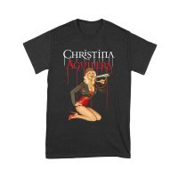 Retro Pin-Up Style Christina Aguilera T-Shirt with Red Microphone Pose Unisex Youth – Viva Party