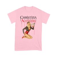 Retro Pin-Up Style Christina Aguilera T-Shirt with Red Microphone Pose Unisex Youth