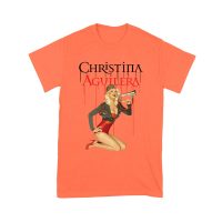 Retro Pin-Up Style Christina Aguilera T-Shirt with Red Microphone Pose Unisex Youth