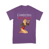 Retro Pin-Up Style Christina Aguilera T-Shirt with Red Microphone Pose Unisex Youth
