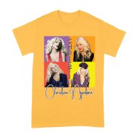 Pop Art Style Christina Aguilera T-Shirt with Four Retro Portrait Blocks Unisex Adult