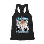 Christina Aguilera Grayscale Collage T-Shirt with Blue Name Highlight Women's Racerback Tank Top – Viva Party