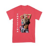 Side Pose Christina Aguilera T-Shirt with Vertical Name Graphic Design Unisex Youth