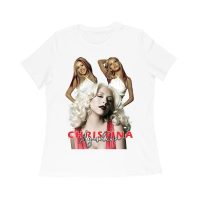 Sassy Christina Aguilera T-Shirt with Red Dress and Confident Expression Women Relaxed