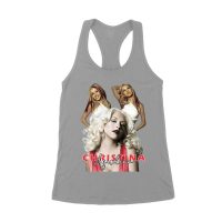 Sassy Christina Aguilera T-Shirt with Red Dress and Confident Expression Women's Racerback Tank Top