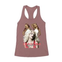 Sassy Christina Aguilera T-Shirt with Red Dress and Confident Expression Women's Racerback Tank Top